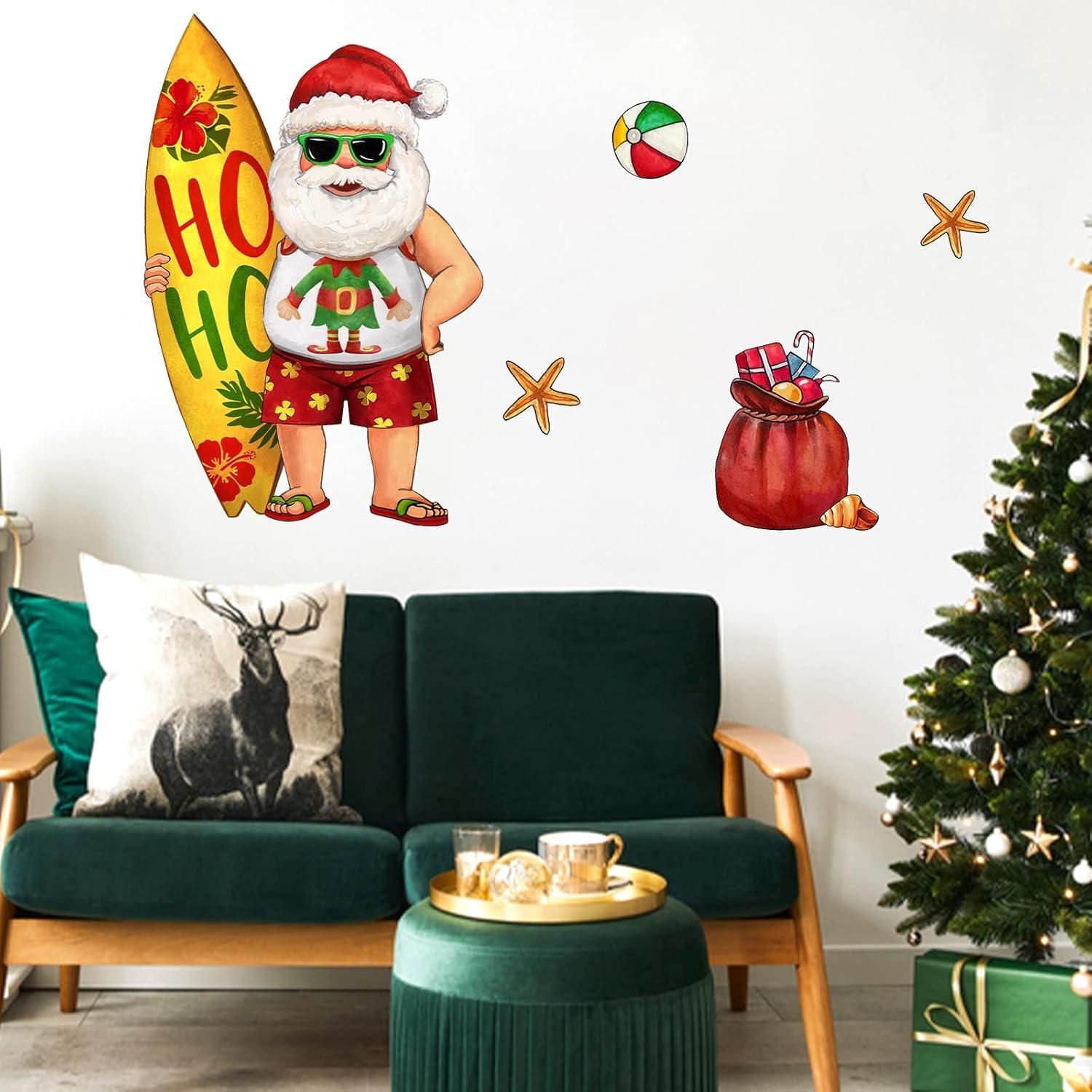 Hawaiian Christmas Santa Claus Wall Decals for Kids