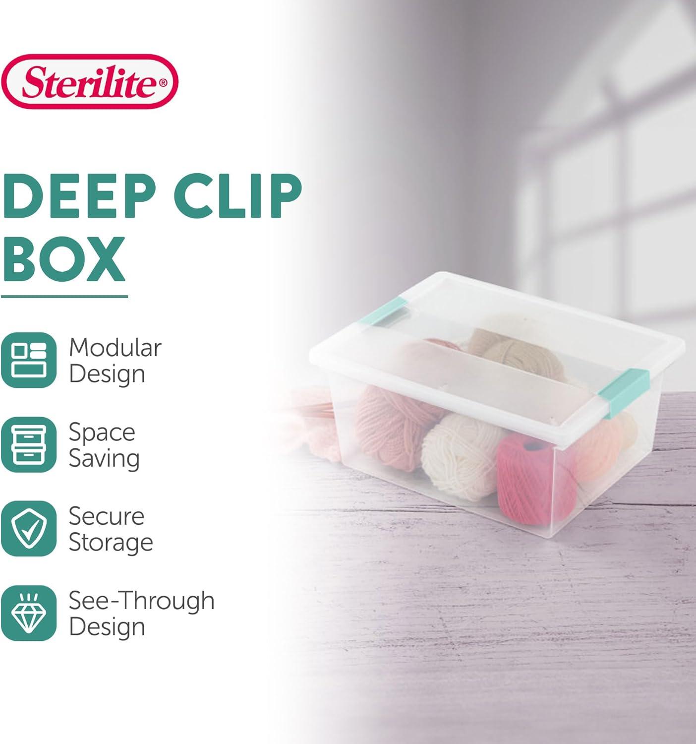 Sterilite Sterilite Plastic Stackable Storage Bin w/Clear Latch Lid (Set of 6)