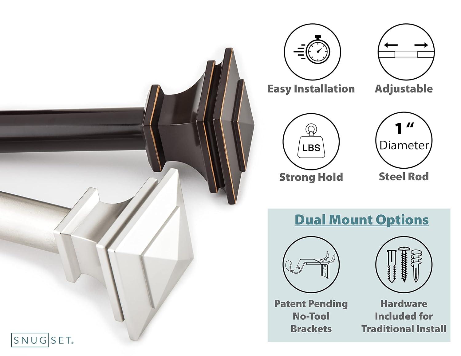 SnugSet Andrew Steel Adjustable Single Curtain Rod
