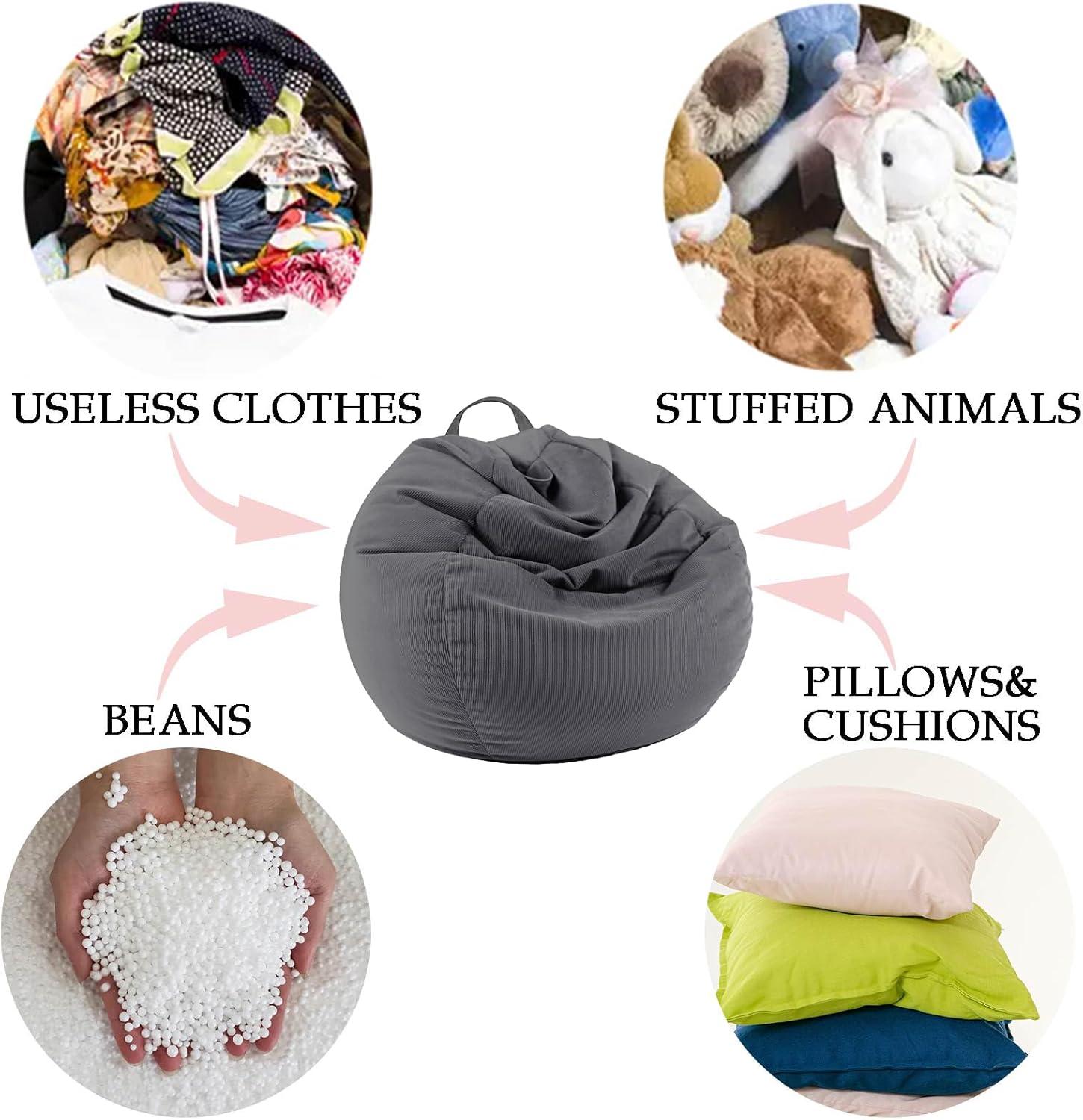 LPMOERA Stuffed Animal Storage Bean Bag Chair Cover (No Filler) for Kids and Adults.Pets Dogs/Cats Lazy Beds.Soft Premium Corduroy Stuffable Bean Bag for Organizing Children Plush Toys or Memory Foam
