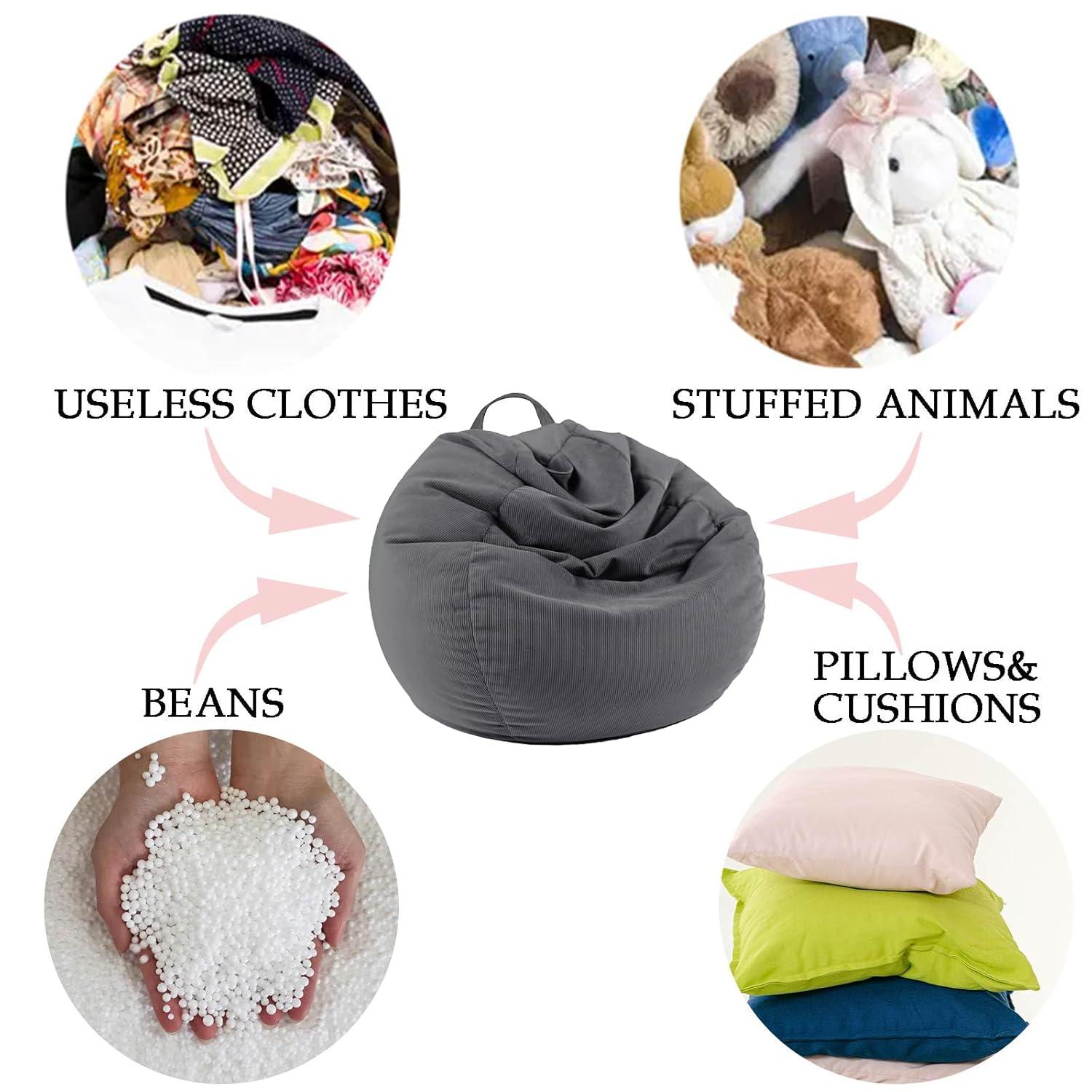 LPMOERA Stuffed Animal Storage Bean Bag Chair Cover (No Filler) for Kids and Adults.Pets Dogs/Cats Lazy Beds.Soft Premium Corduroy Stuffable Bean Bag for Organizing Children Plush Toys or Memory Foam