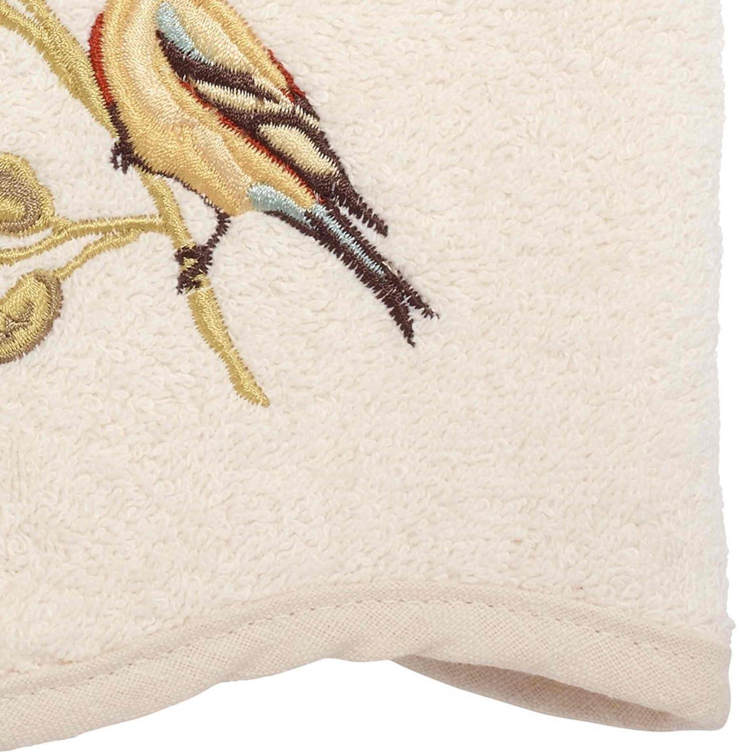 Ivory Cotton Hand Towel with Embroidered Songbirds