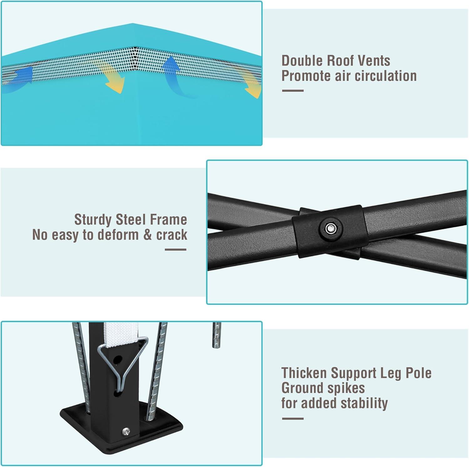 Pink Steel Portable Pop-Up Gazebo with Mosquito Netting 11 ft. x 11 ft. . .
