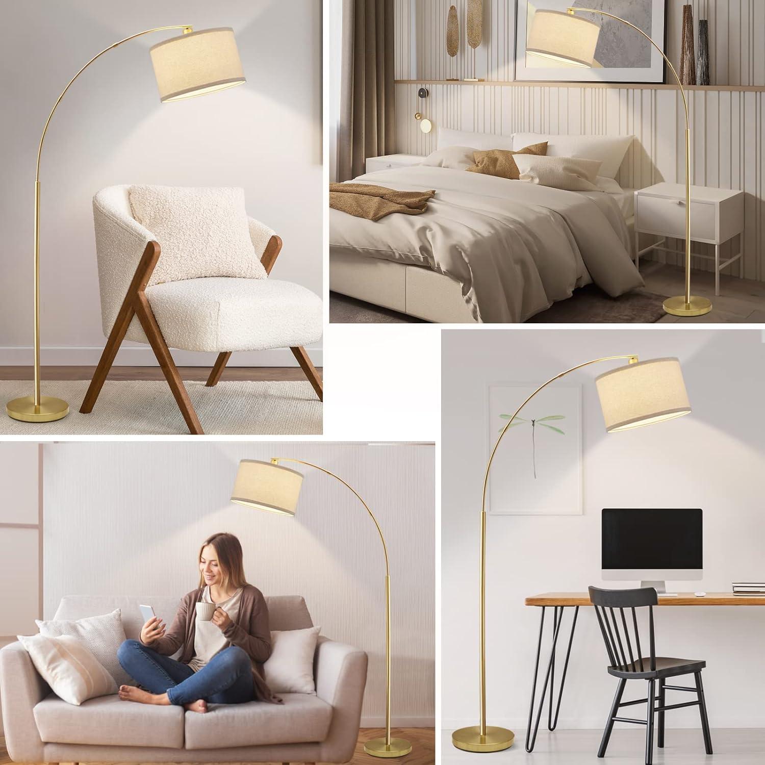 Mercer41 Vondal Arc Floor Lamps for Living Room Lighting, Modern Arched Lamp with Foot Switch