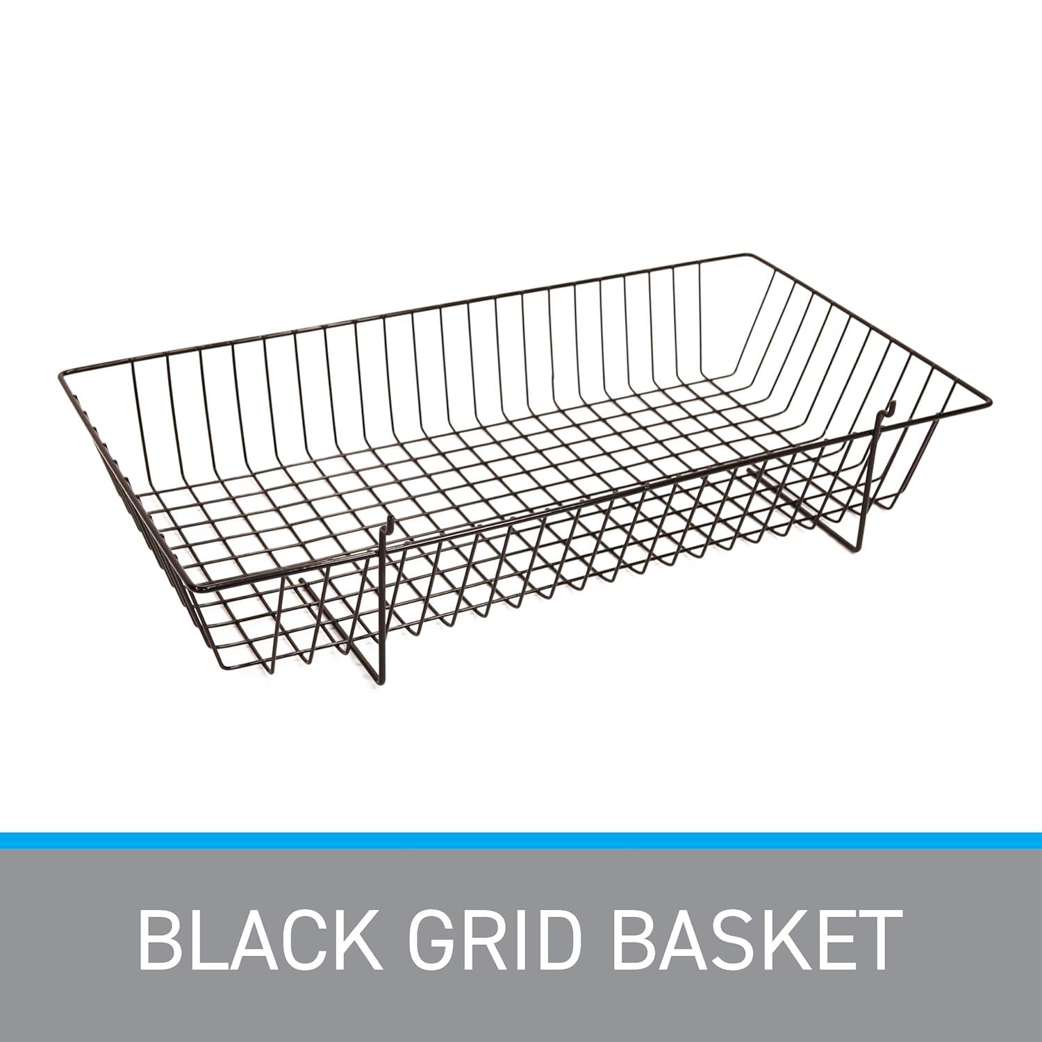 Black Mini Wire Grid Basket for Slatwall or Pegboard - 24''L x 12''W x 4"D