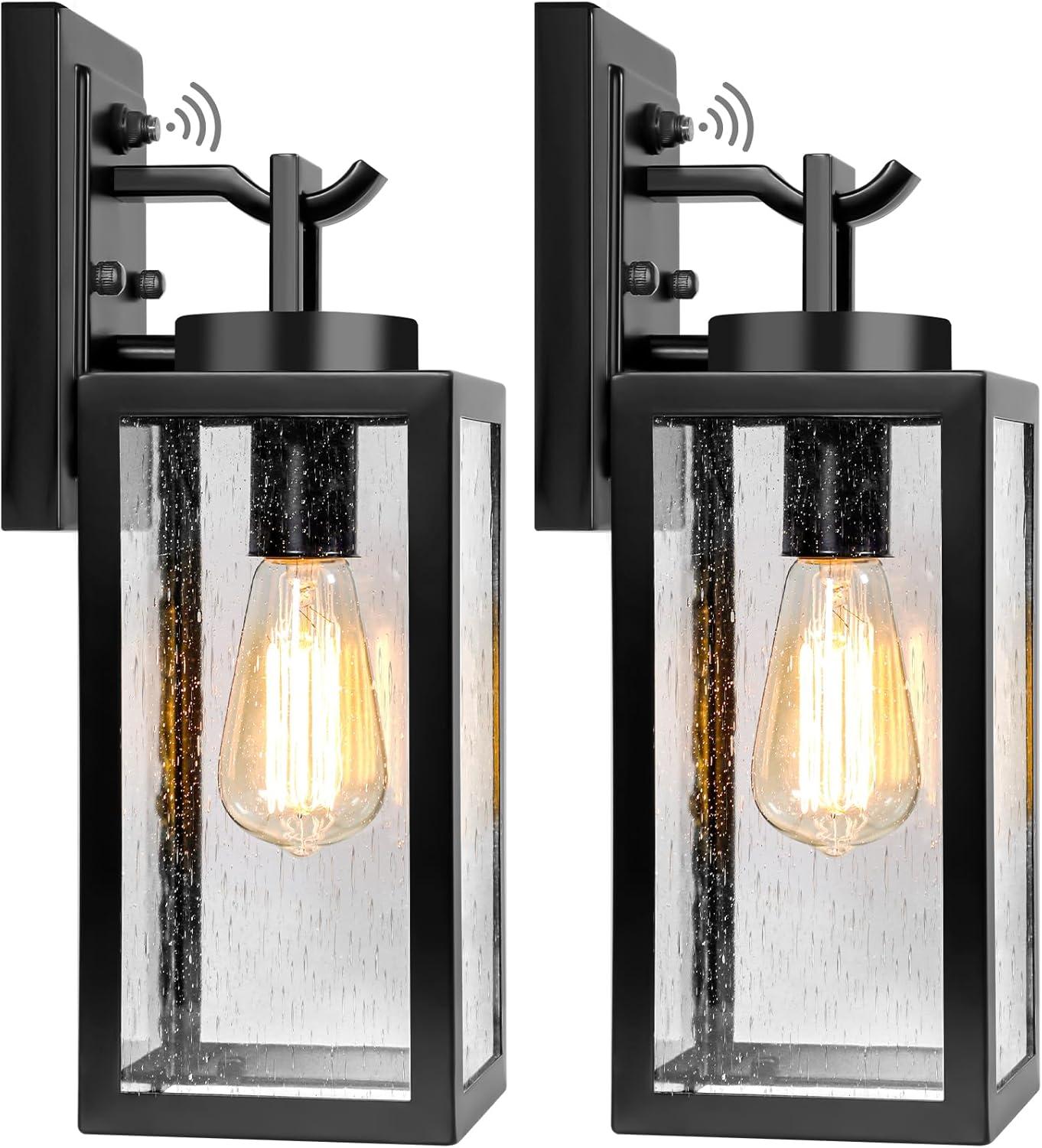 Matte Black Medium Outdoor Lantern Sconce with Clear Glass