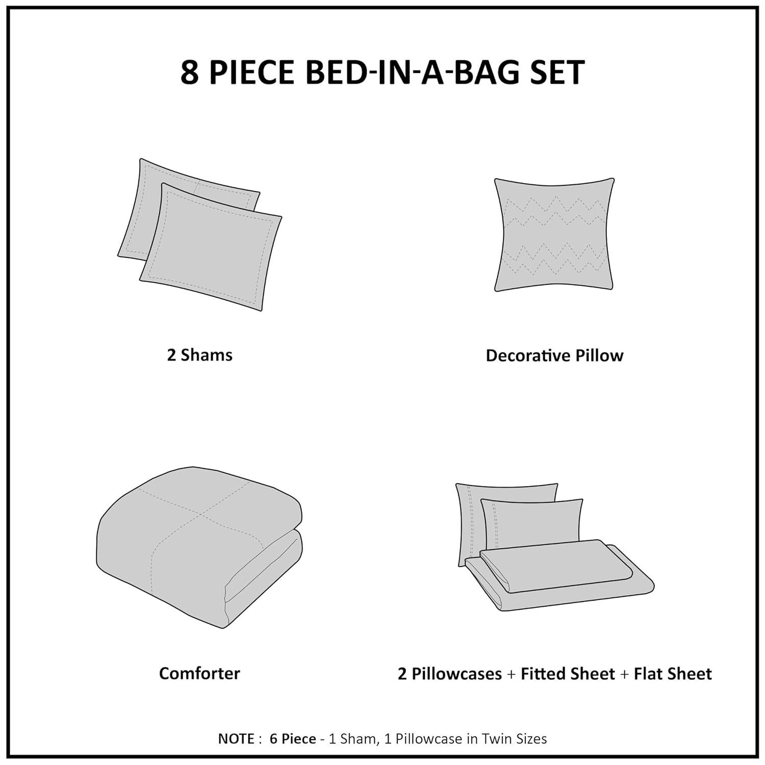 Madison Park Essentials Sofia Microfiber Reversible Comforter Set with Bed Sheets