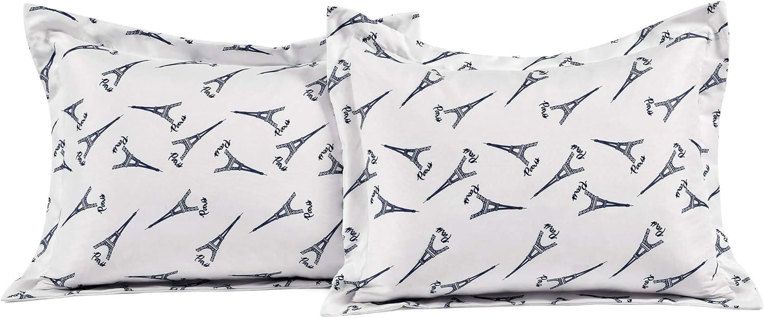 Lush Decor Vintage Paris Rose Butterfly Script Microfiber Reversible 7 Piece Comforter Set