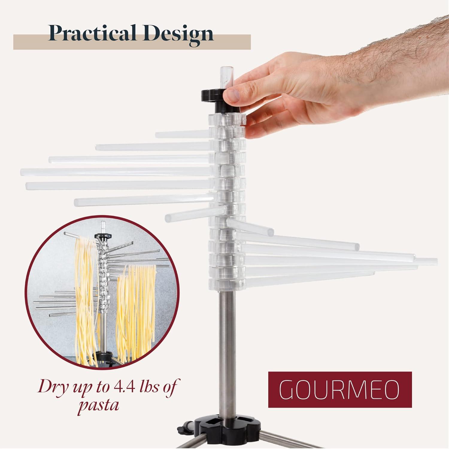 GOURMEO Collapsible Drying Rack for Fresh Pasta & Spaghetti Noodles, Transparent