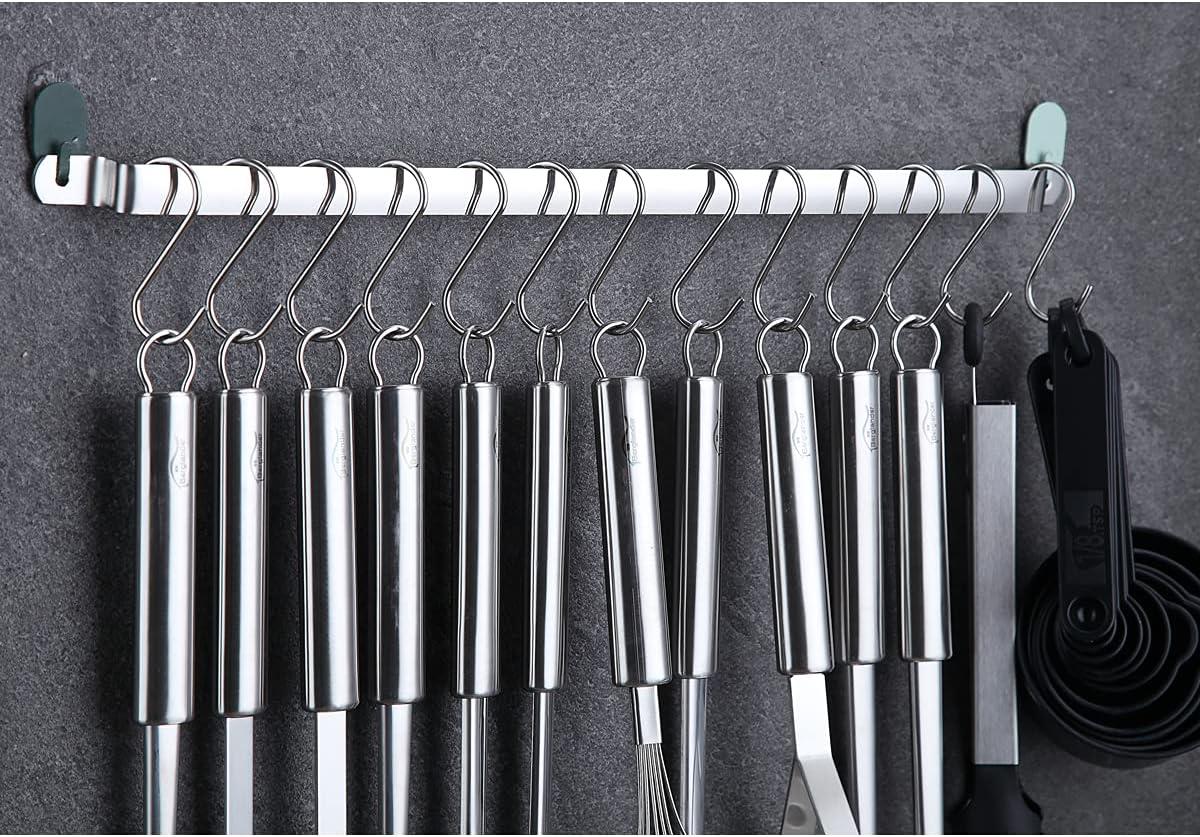 38-Piece Stainless Steel Kitchen Utensil Set with Holder and Hooks