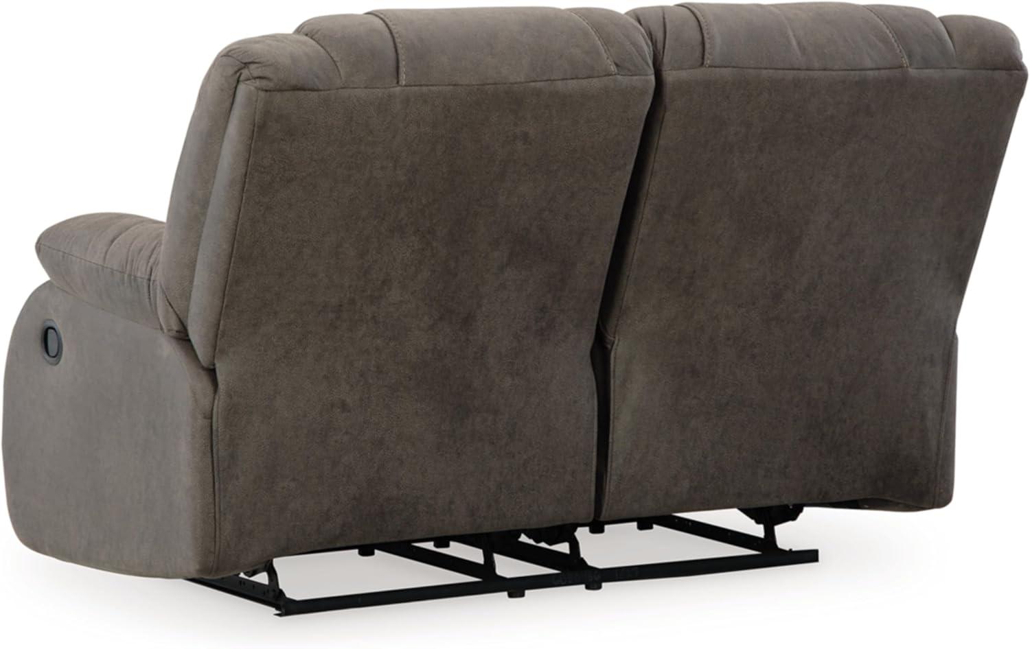 Gunmetal Faux Leather Manual Reclining Loveseat with Pillow-top Arms