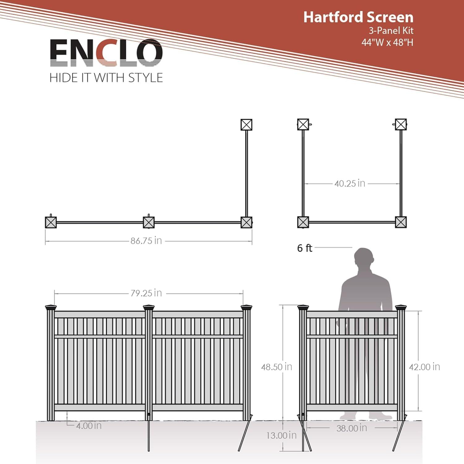 Hartford White Vinyl 4ft x 3.6ft No-Dig Privacy Screen Kit