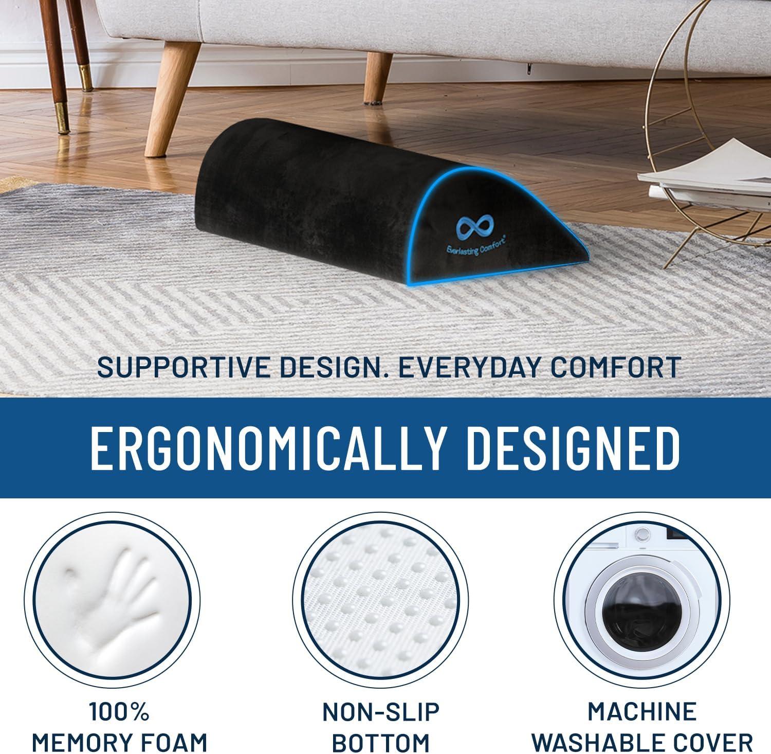 Everlasting Comfort Office Foot Rest Under Desk Ergonomic Memory Foam Foot Pillow, Navy Blue