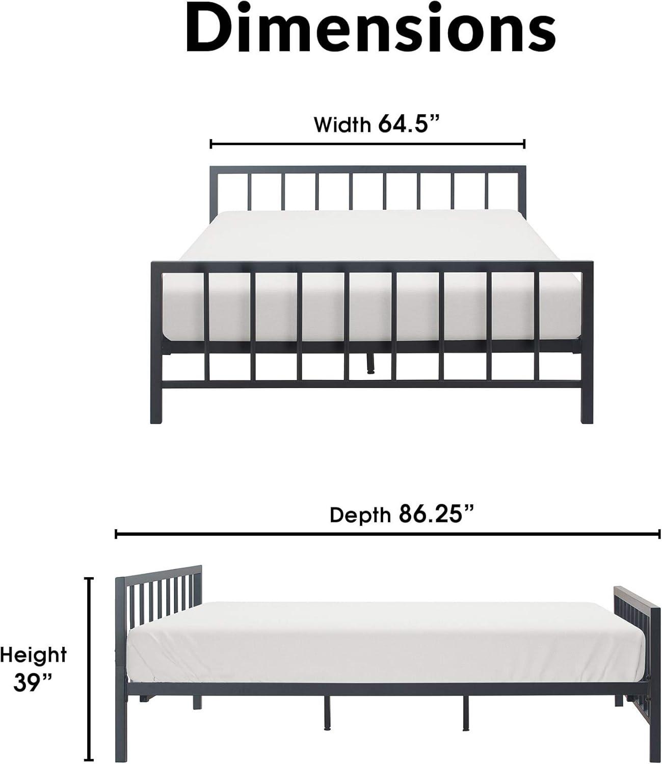 ClickDecor Evans Platform Bed Frame with Matte Black Metal Headboard