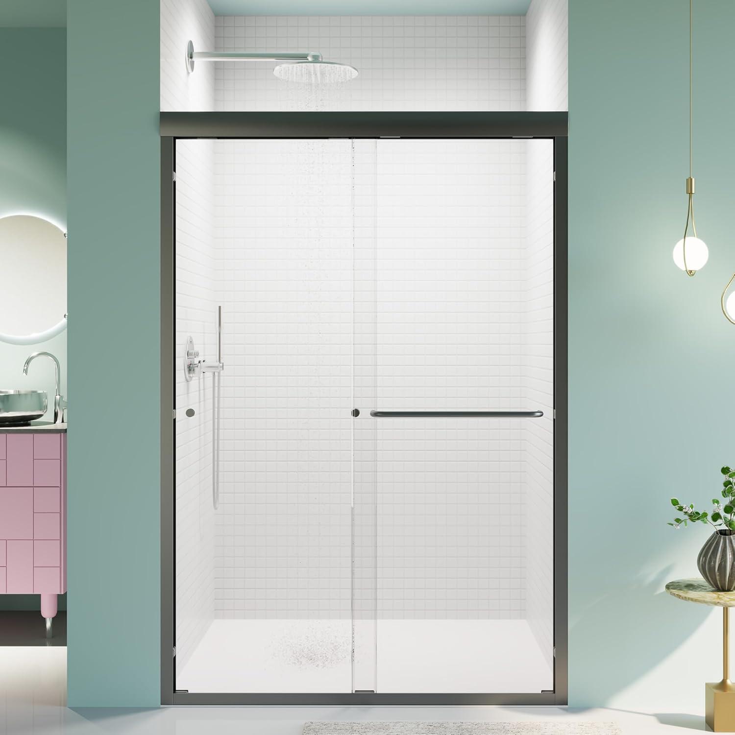56 - 60 in. W x 58 in. H Semi-Frameless Sliding Bathtub Door in Finish with Clear SGCC Tempered Glass