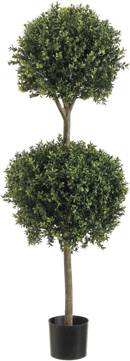 4' Double -shaped Boxwood Topiary in Plastic Pot Two Tone Green