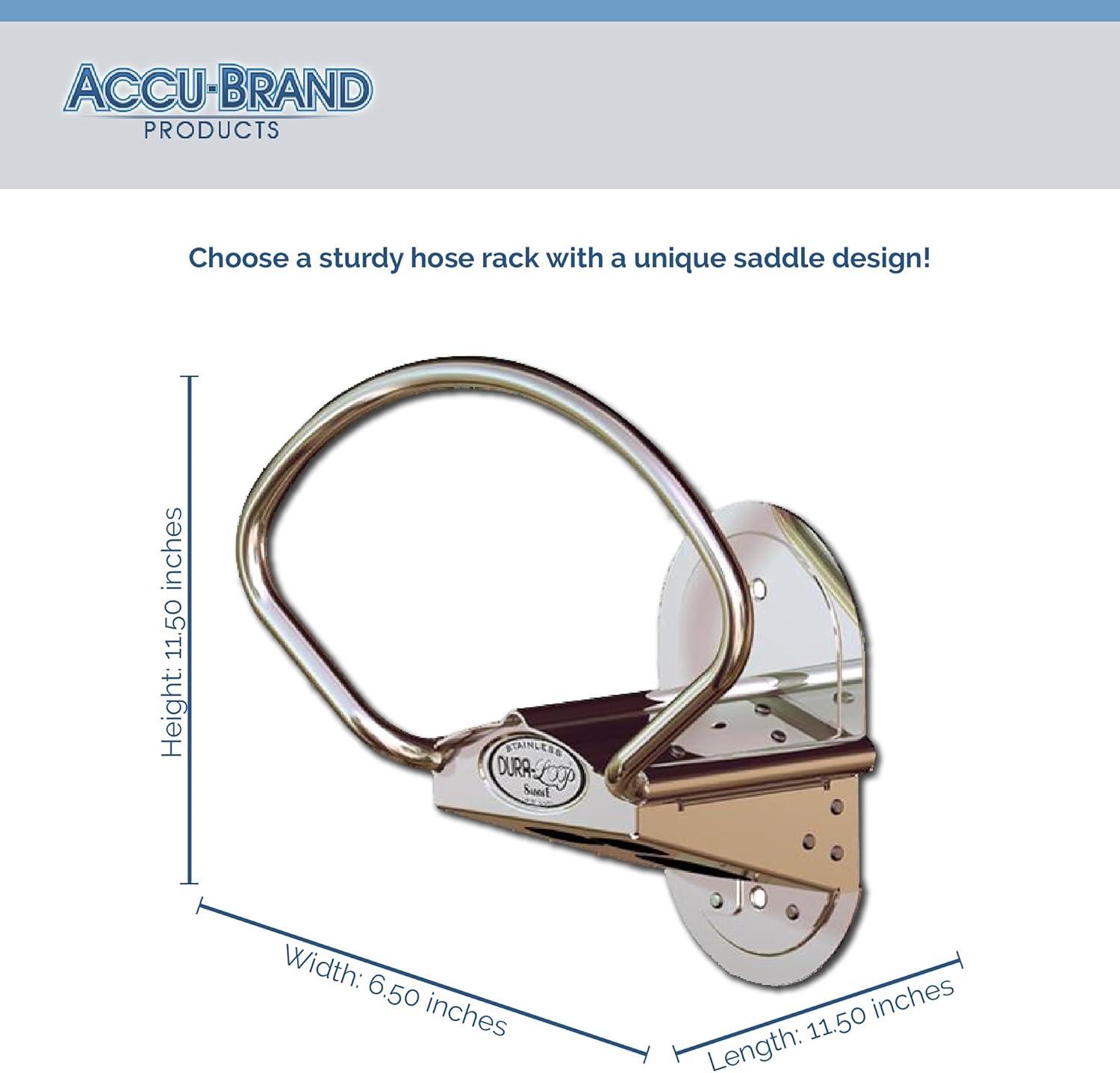 Accu Stainless Steel Saddle Hose Holder - Garden Hose Holder for Walls, Garages, & Utility Rooms