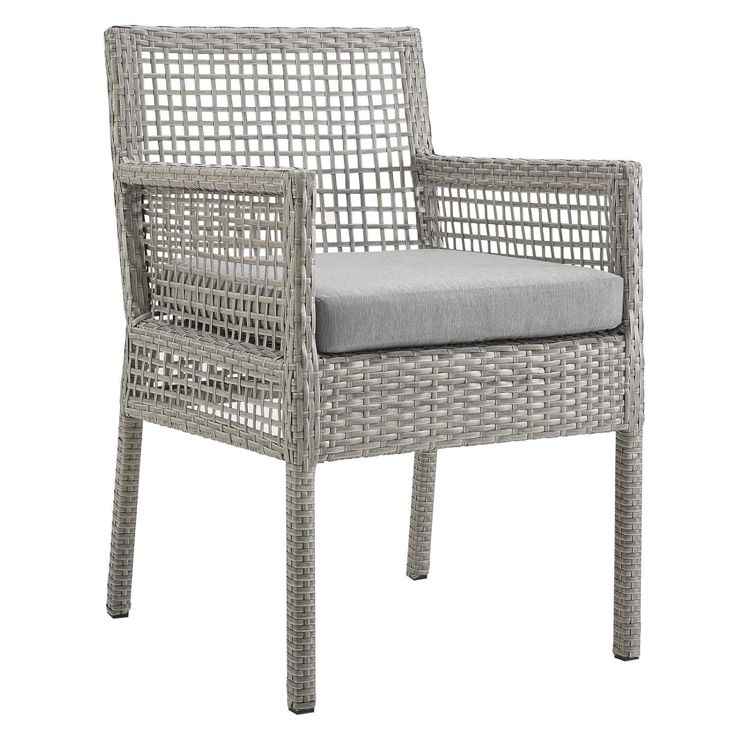 Modway Aura Outdoor Patio Wicker Rattan Dining Armchair - Gray Gray