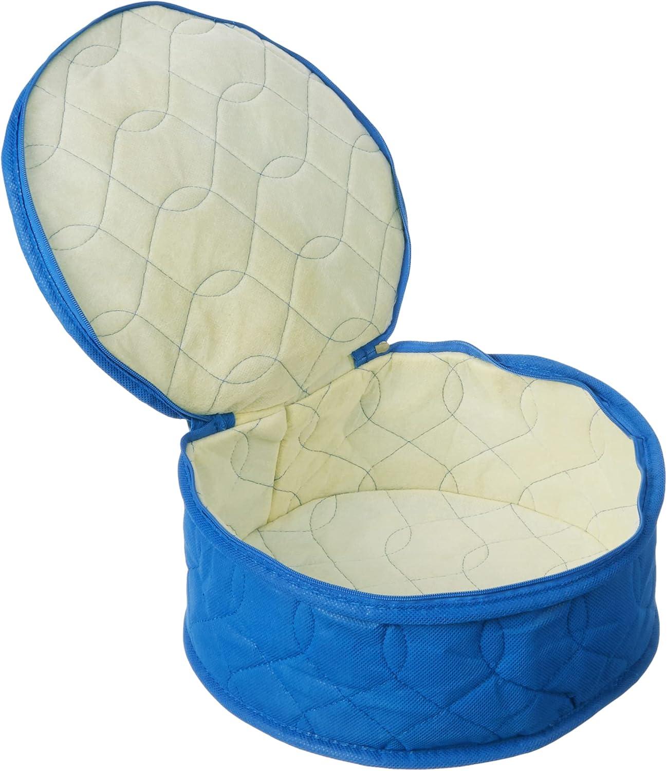 Blue Quilted 5-Piece China Storage Set with Zipper Closure