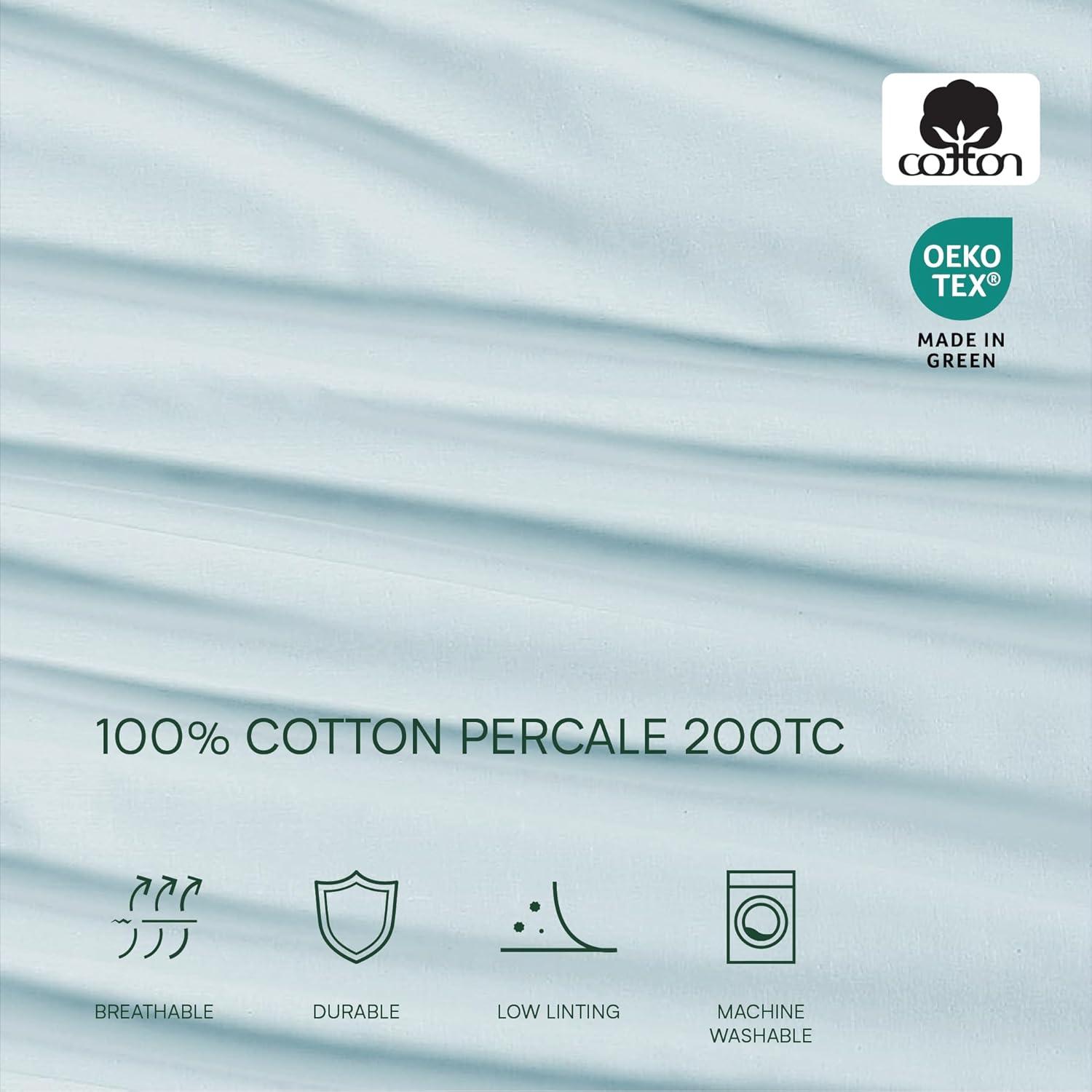 Lacoste Cotton Percale 200 Thread Count 100% Cotton Sheet Set