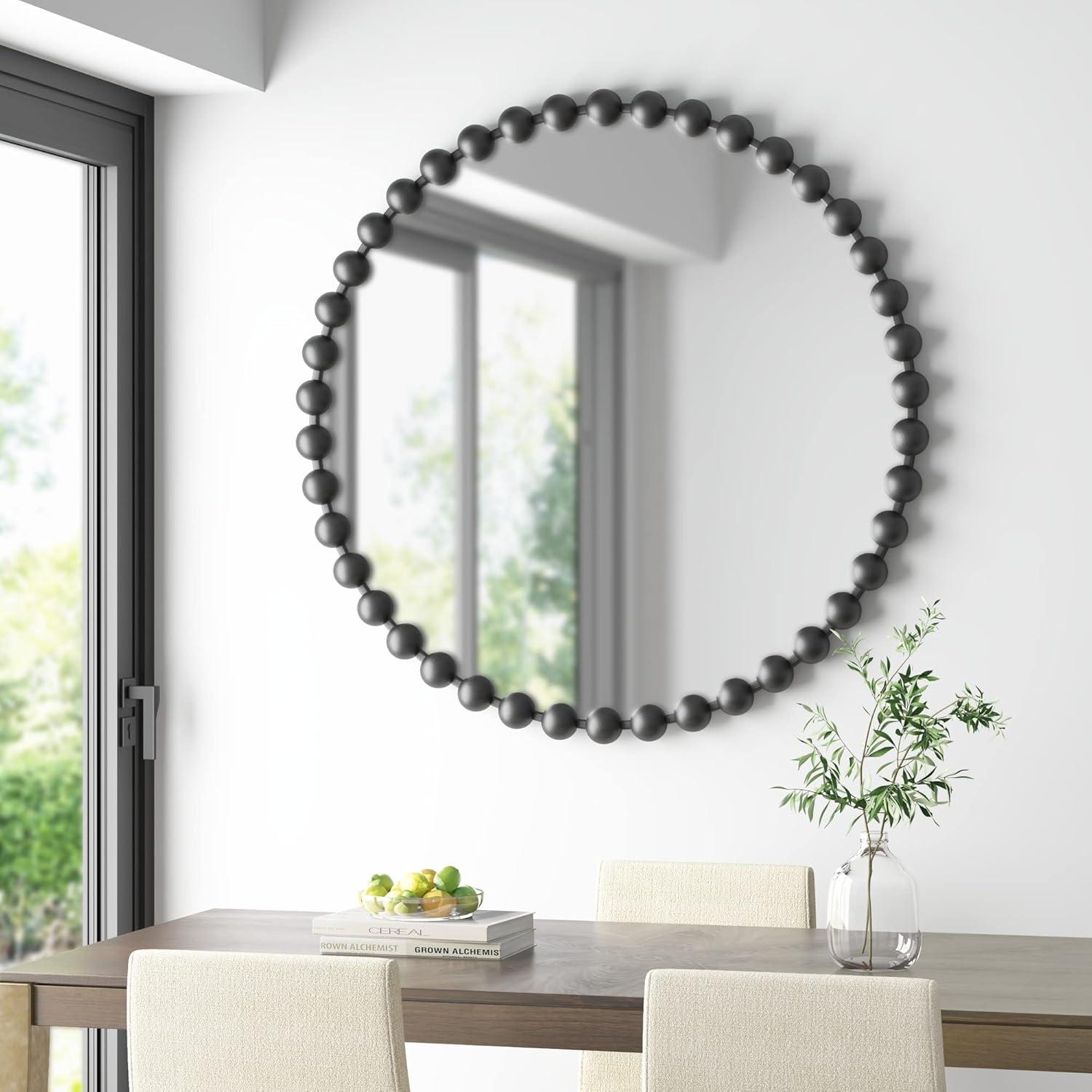 Marlowe Beaded Round Metal Wall Mirror