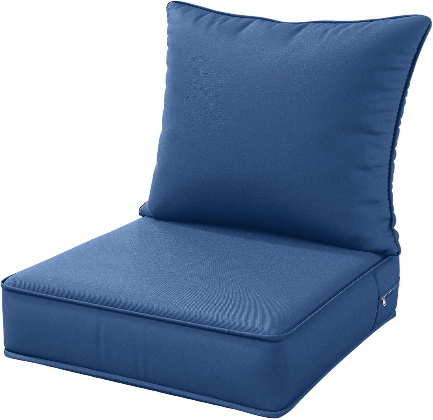 Outdoor Patio Chair Cushions Set 22 L X 22 W X 4 H Waterproof & Fade Resistant Deep Seat and Back Cushions with Removable Covers Outdoor Seat Cushion Set for Chairs and Sofas