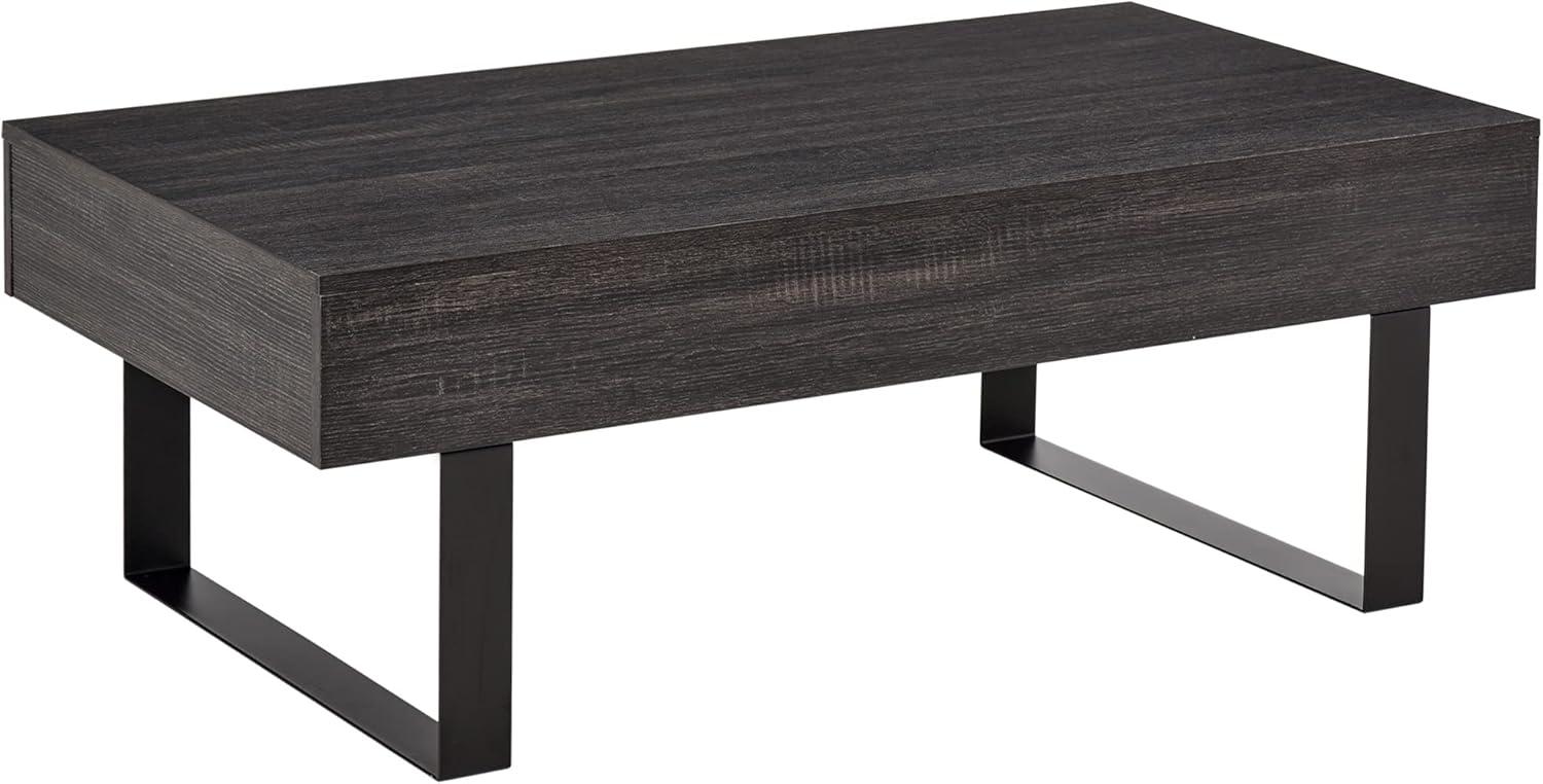 HomCom Industrial Coffee Table with Storage Drawer & Solid Metal Frame, Dark Grey