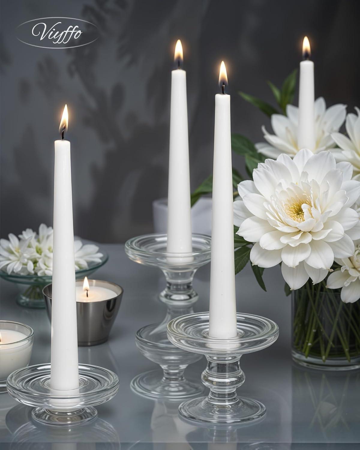 Candwax 10 inch Taper Candles Set of 4 - Dripless Taper Candles and Unscented Candlesticks - Perfect as Dinner Candles and Household Candles - White Candles