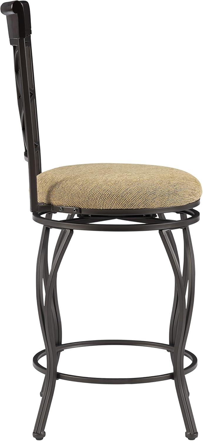 Linon Curves Counter Bar Stool, Metallic Brown, 24 inches Seat Height