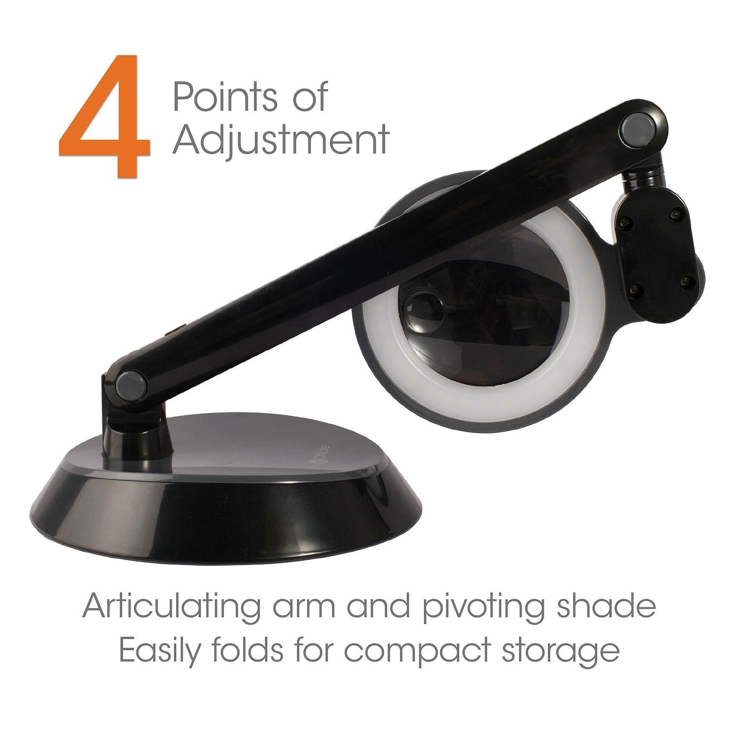 OttLite OttLite Space Saving LED Magnifier Desk Lamp - 1.75x Optical Grade Magnifier, Pivoting Head