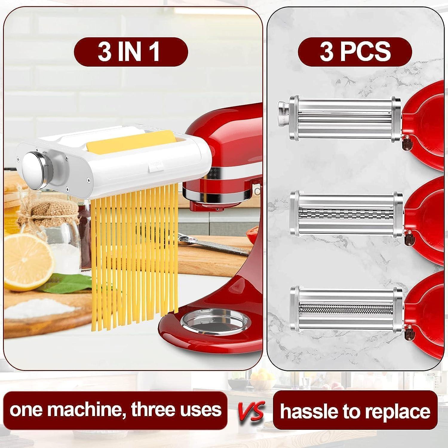 White Stainless Steel 3-in-1 Pasta Maker Attachment for KitchenAid