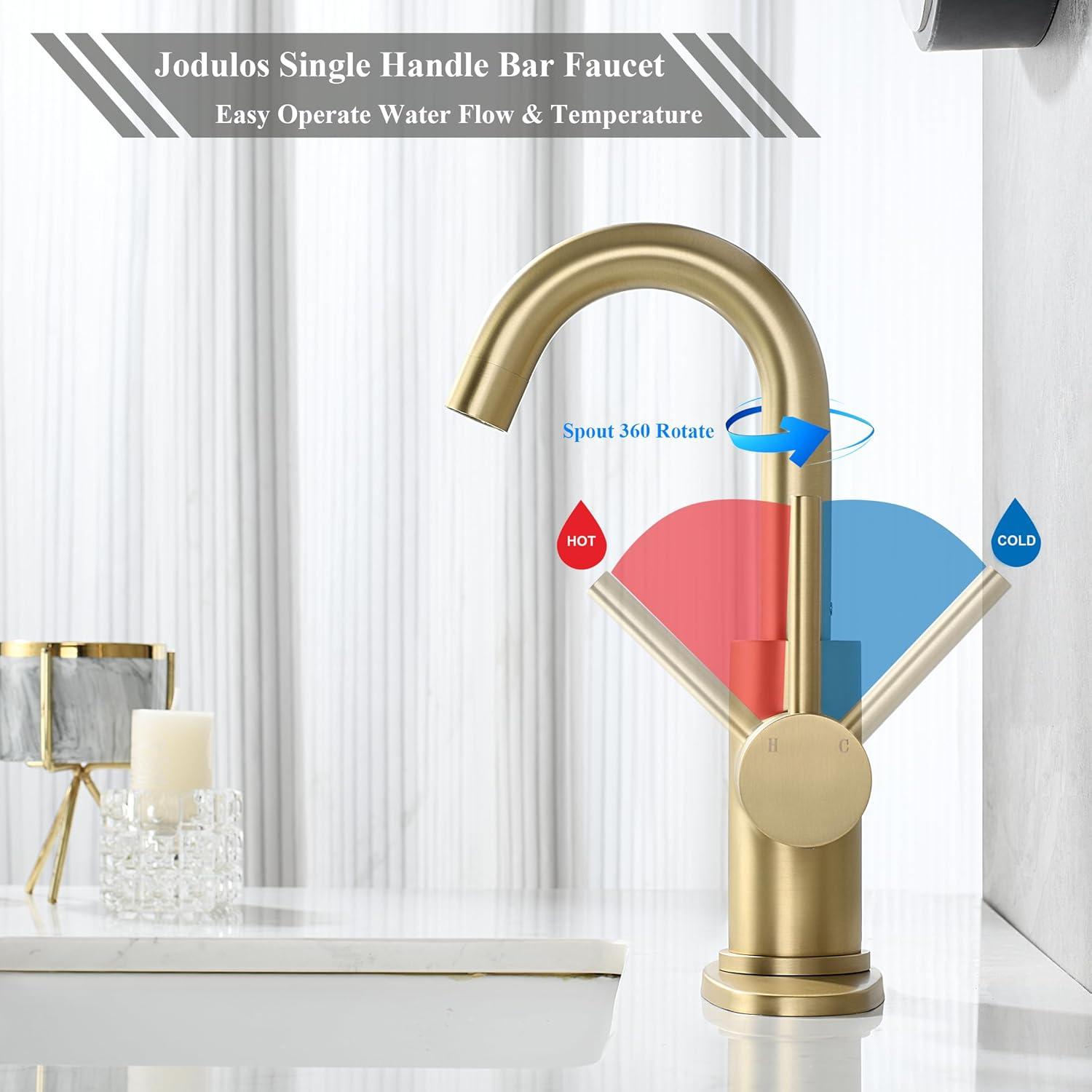 Single Handle Stainless Steel Bar Faucet With Supply Lines And Deckplate