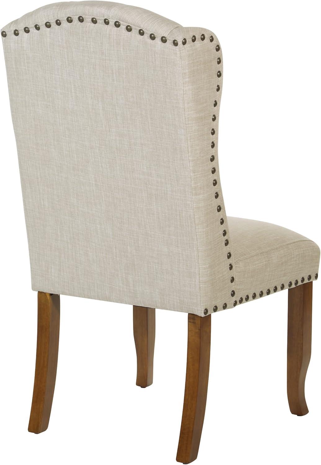 Elegant Linen Upholstered Parsons Side Chair with Wood Legs