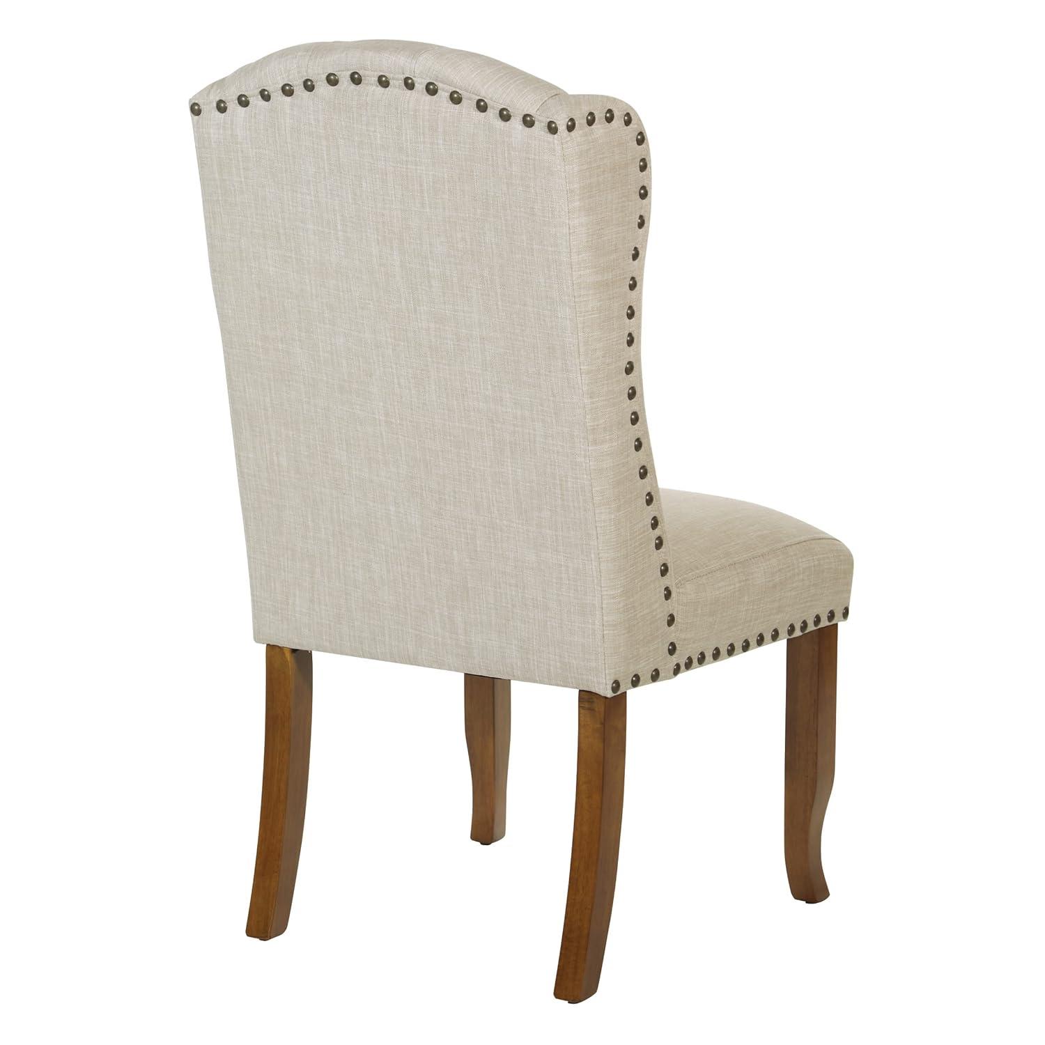 OSP Home Furnishings Jessica Tufted Wing Chair in Linen Fabric
