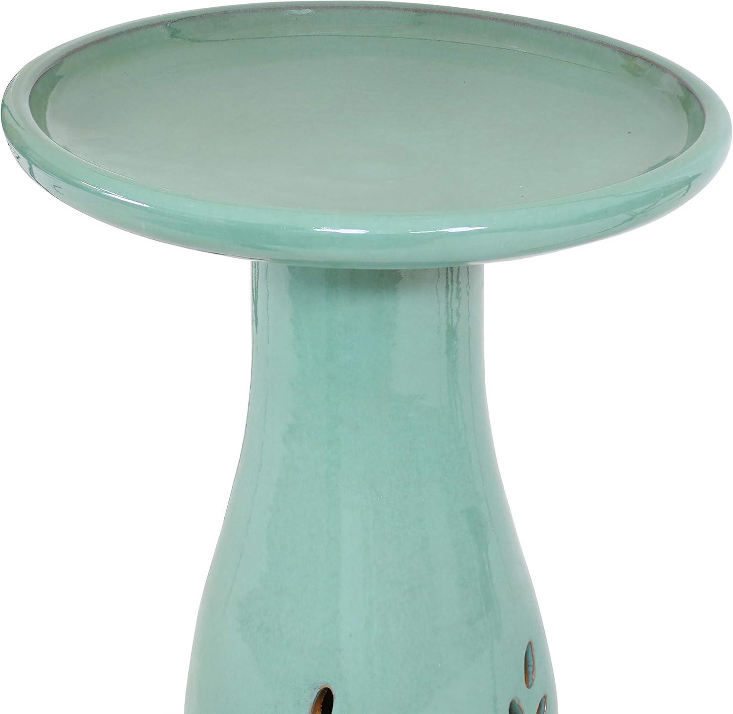 Sunnydaze Outdoor Weather-Resistant Garden Patio Classic High-Fired Smooth Ceramic Hand-Painted Bird Bath