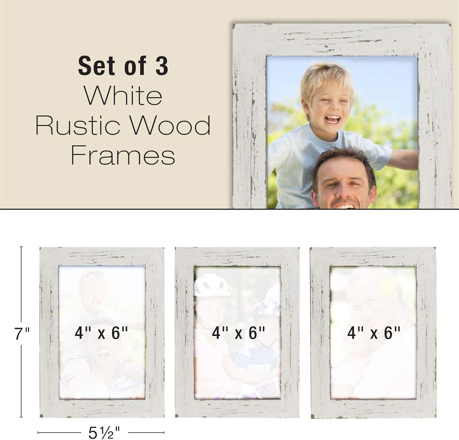 Excello Global EGP-HD-0442 Products Diagonal Collage Picture Frames Hold Three 4"x6" Photos, Wooden Picture Frames, White