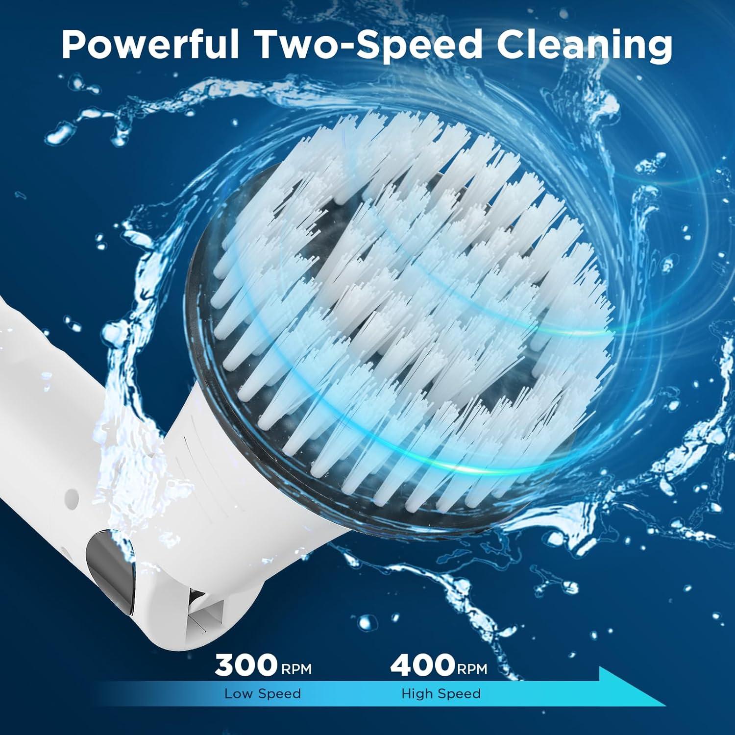 Kibhous Electric Spin Scrubber with 3 Replaceable Brush Heads Adjustable Extension Arm