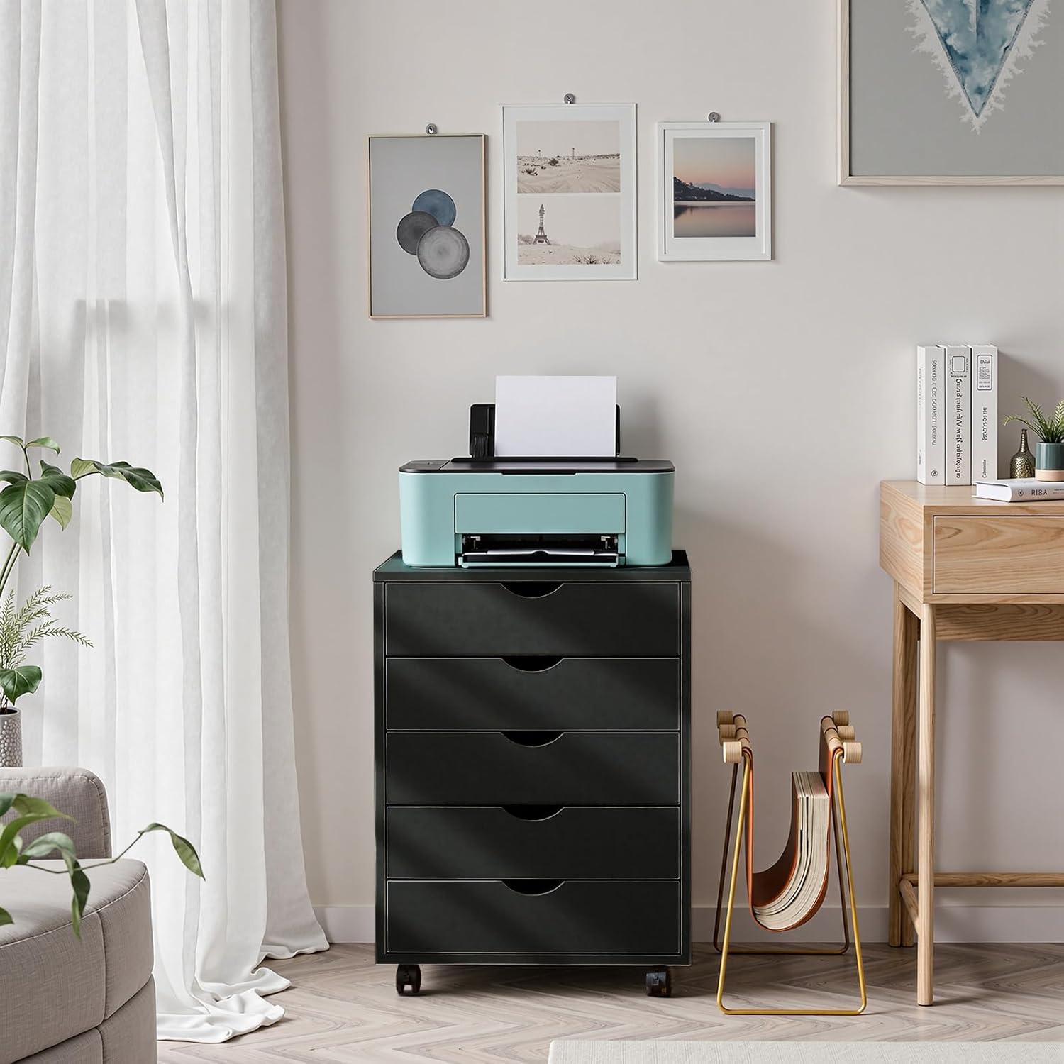 HeSLehs 7-Drawer Organizer, Tall Chest of Drawers with Caster Wheels, Alex Drawers File for Home Office, White