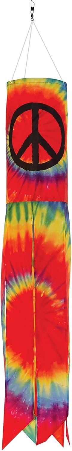 Colorful Tie Dye Peace Sign 30 Inch Windsock