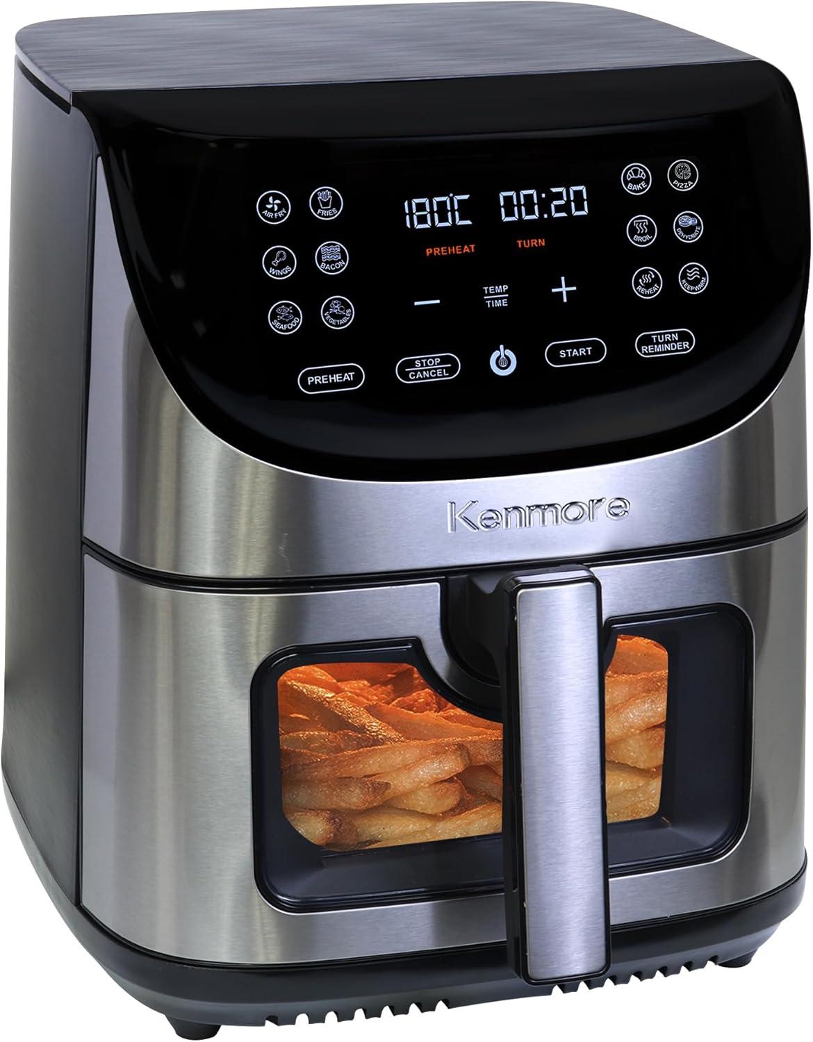 Kenmore 8 Qt Digital Air Fryer 12 Cooking Presets Stainless Steel