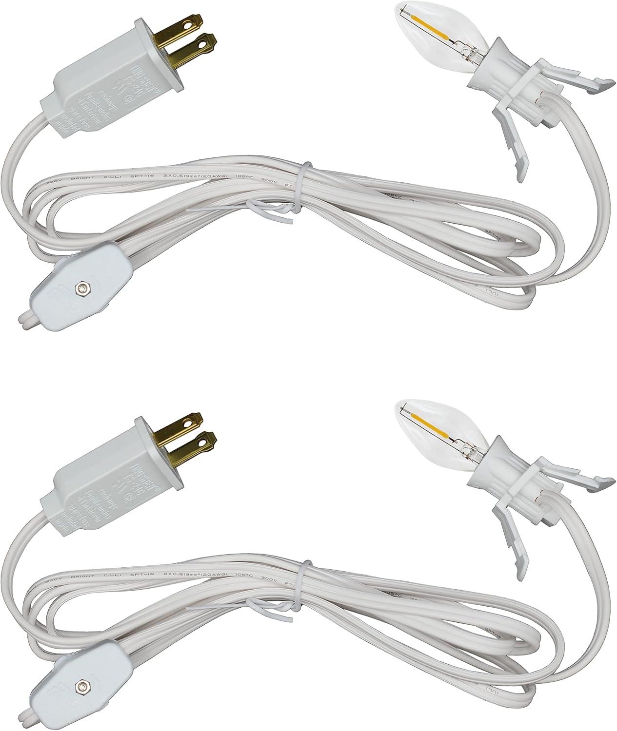 Creative Hobbies Single Light Replacement Clip in Lamp Cord for Christmas Village House Includes LED Light Bulb | 2 Pack