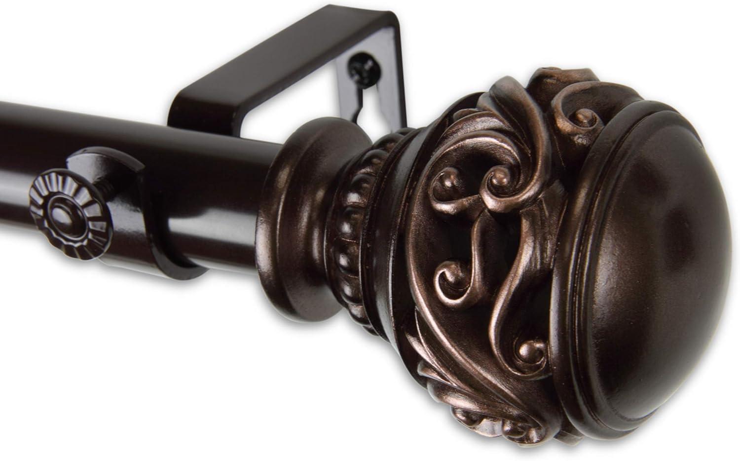 Bronze 1" Steel Curtain Rod with Embossed Finials