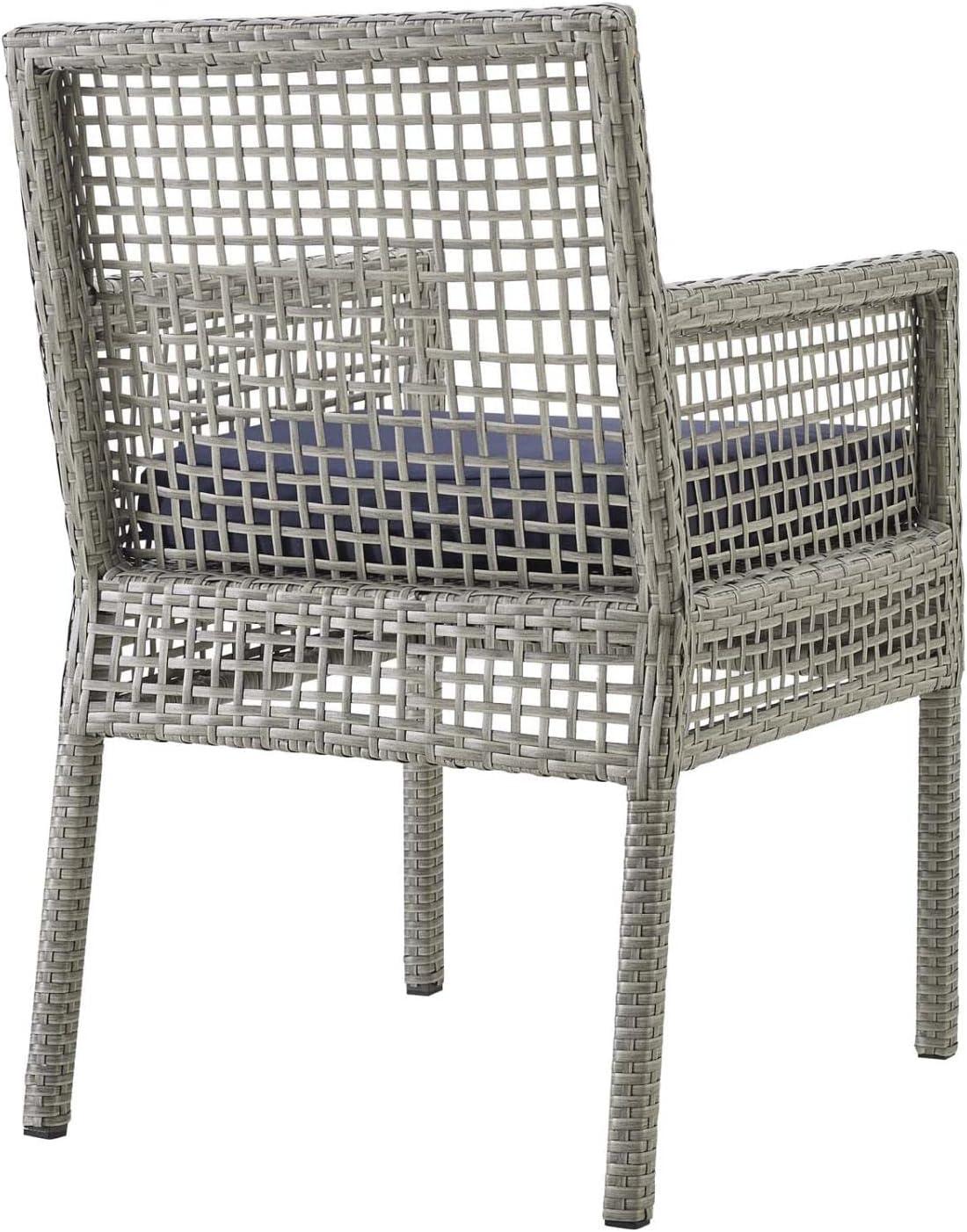 Aura Outdoor Patio Wicker Rattan Dining ArmchairGray Navy