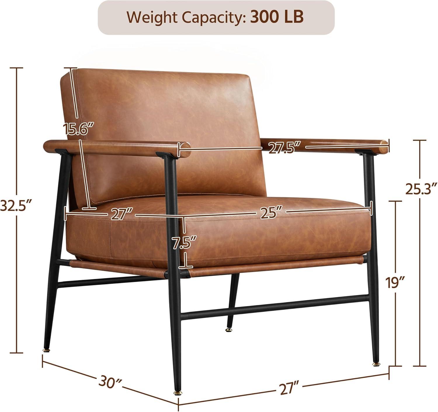 Renwick Mid-century Modern Upholstered Accent Chair for Living Room, Retro Brown