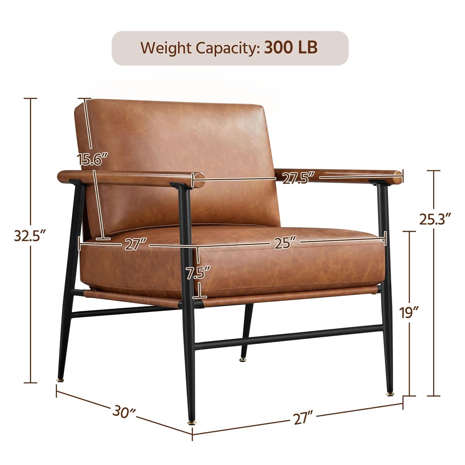 Renwick Mid-century Modern Upholstered Accent Chair for Living Room, Retro Brown