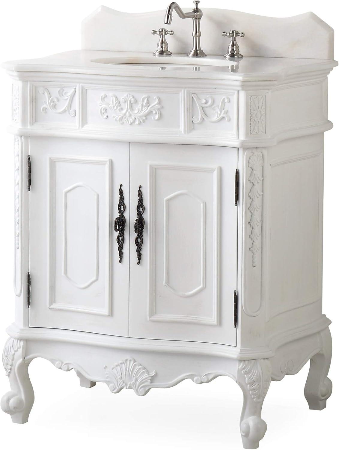 30.75'' Antique White Marble Top Bathroom Vanity