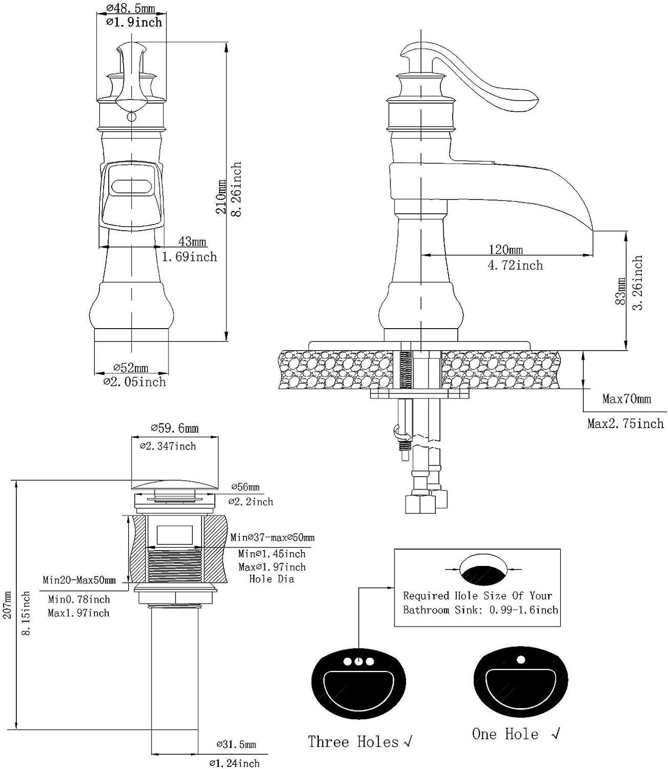 Oil Rubbed Bronze Single Handle Waterfall Bathroom Faucet with Drain Kit