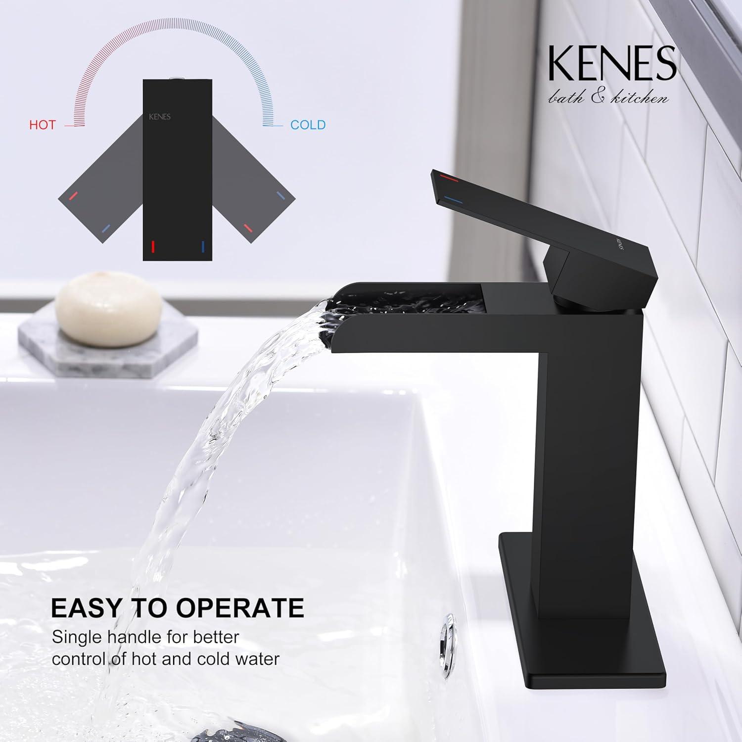 Matte Black Stainless Steel Tall Waterfall Bathroom Faucet