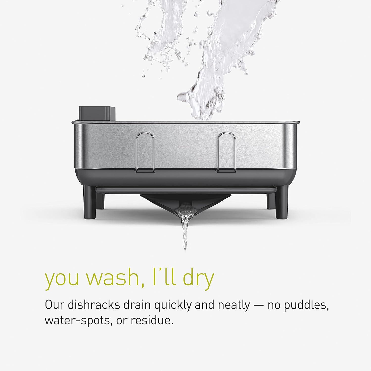 Simplehuman Compact Dish Drying Rack, Brushed Stainless Steel Frame