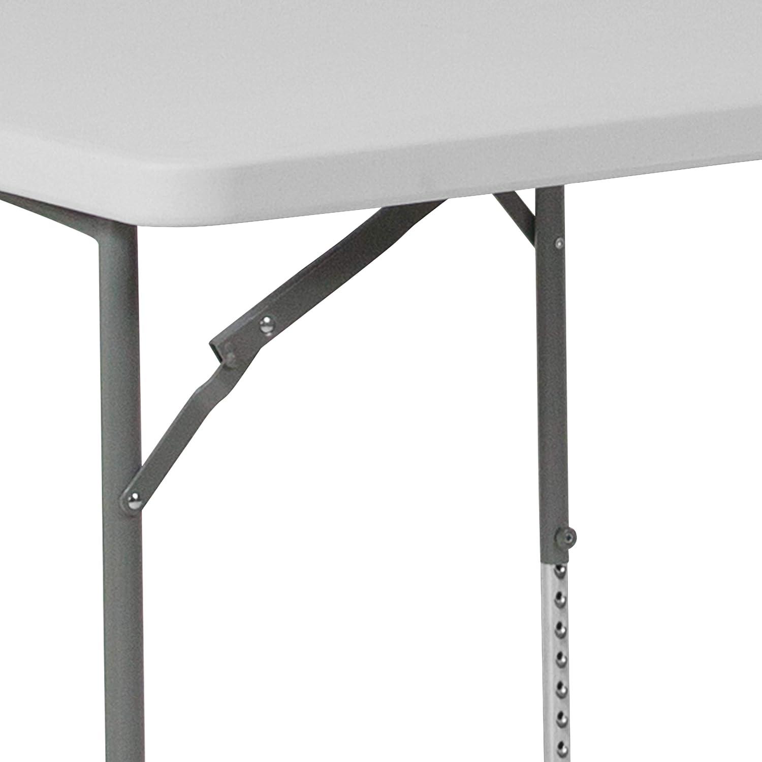 Emma and Oliver 2.79-Foot Square Height Adjustable Granite White Plastic Folding Table